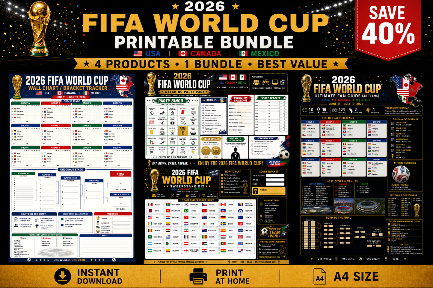 2026 FIFA World Cup Complete Fan Bundle — 4 Printable PDFs | BEST VALUE