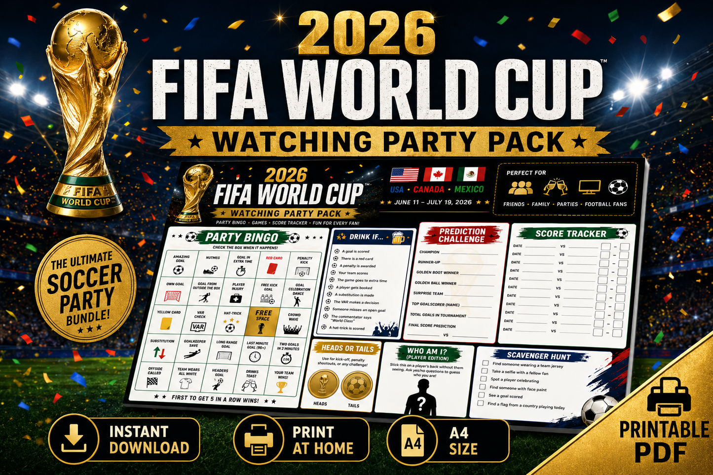 2026 FIFA World Cup Watching Party Pack — Printable PDF | Games & Activities